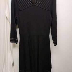 Elegant Black Long-Sleeve Knit Dress